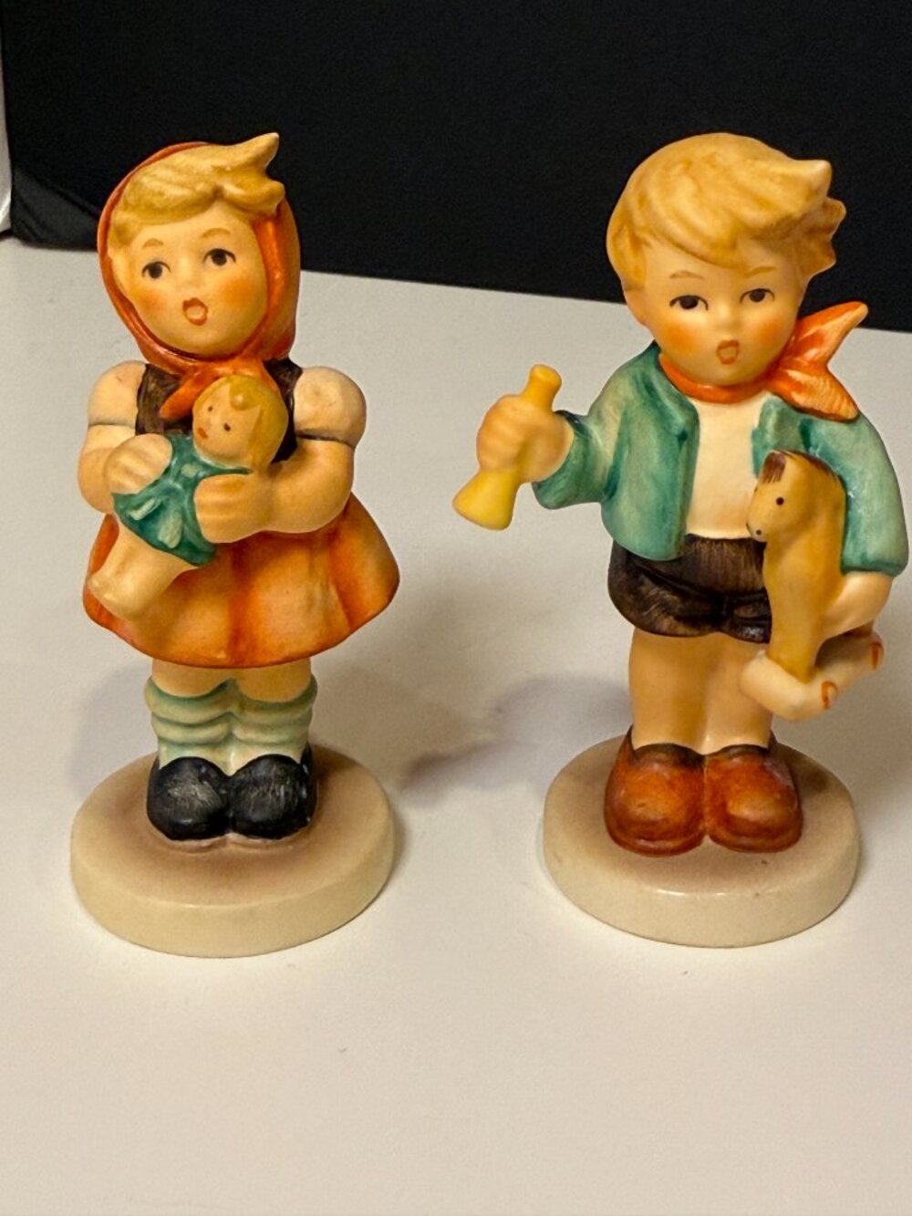 Vintage Goebel Hummel Figurines Set of 2: Girl with Doll & Boy with Horse